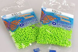 Бисер чешский Preciosa, цв.53310 зеленый, 10/0, круглый непрозрачный, 5 гр