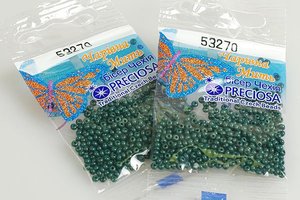 Бисер чешский Preciosa, цв.53270 зеленый, 10/0, круглый непрозрачный, 5 гр