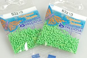 Бисер чешский Preciosa, цв.53210 зеленый, 10/0, круглый непрозрачный, 5 гр