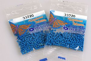 Бисер чешский Preciosa, цв.33220 синий, 10/0, круглый непрозрачный, 5 гр