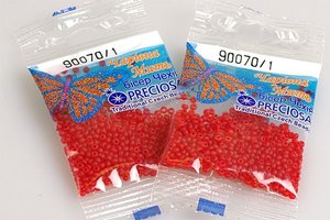 Бисер чешский Preciosa, цв.90070/1 красный, 10/0, круглый прозрачный матовый, 5 гр