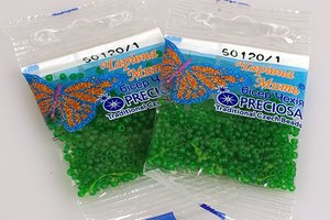 Бисер чешский Preciosa, цв.50120/1 зеленый, 10/0, круглый прозрачный матовый, 5 гр