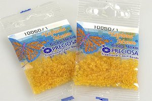 Бисер чешский Preciosa, цв.10050/1 янтарный, 10/0, круглый прозрачный матовый, 5 гр