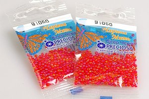 Бисер чешский Preciosa, цв.91050 красный, 10/0, круглый прозрачный радужный, 5 гр