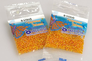 Бисер чешский Preciosa, цв.81060 оранжевый, 10/0, круглый прозрачный радужный, 5 гр