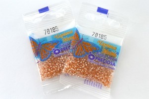 Бисер чешский Preciosa, цв.78185 оранжевый, 10/0, круглый прозрачный серебряная линия внутри, 5 гр