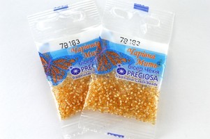 Бисер чешский Preciosa, цв.78183 оранжевый, 10/0, круглый прозрачный серебряная линия внутри, 5 гр