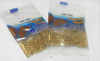 Бисер чешский Preciosa, цв.68106 бронзовый, 10/0, круглый прозрачный бронзовая линия внутри, 5 гр