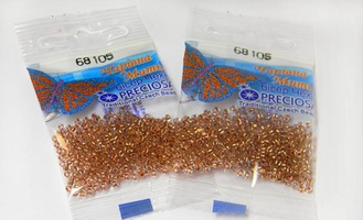 Бисер чешский Preciosa, цв.68105 медный, 10/0, круглый прозрачный медная линия внутри, 5 гр