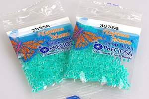 Бисер чешский Preciosa, цв.38358 бирюзовый, 10/0, круглый полупрозрачный матовый, 5 гр