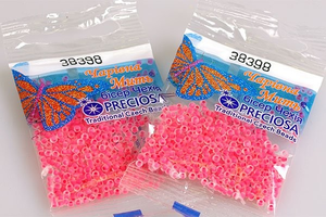 Бисер чешский Preciosa, цв.38398 розовый, 10/0, круглый полупрозрачный матовый, 5 гр