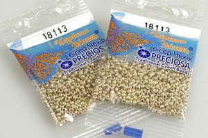 Бисер чешский Preciosa, цв.18113 белое золото металлик, 10/0, круглый непрозрачный, 5 гр