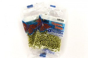 Бисер чешский Preciosa, цв.18154 оливковый металлик, 10/0, круглый непрозрачный, 5 гр