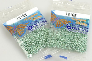 Бисер чешский Preciosa, цв.18165 бирюзовый металлик, 10/0, круглый непрозрачный, 5 гр