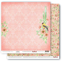 Бумага для скрапбукинга 30,5х30,5 см 180 гр/м двусторон Разрисованная вуаль. Соловьиная трель