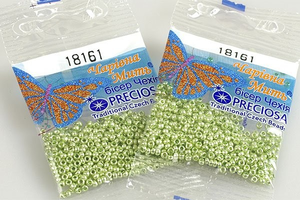 Бисер чешский Preciosa, цв.18161 светло-зеленый металлик, 10/0, круглый непрозрачный, 5 гр