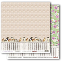 Бумага для скрапбукинга 30,5х30,5 см 180 гр/м двусторон Разрисованная вуаль. Лучшие соседи