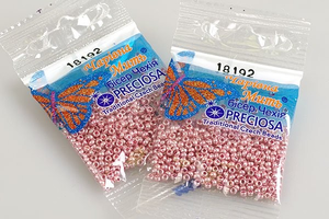 Бисер чешский Preciosa, цв.18192 розовый металлик, 10/0, круглый непрозрачный, 5 гр