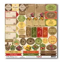 Бумага для скрапбукинга 30,5х30,5 см 180 гр/м односторон Готовим дома, Меню англ.