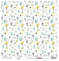 Бумага для скрапбукинга 30,5х30,5 см 180 гр/м односторон Лес чудес, Лесные жители