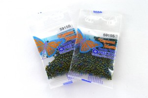 Бисер чешский Preciosa, цв.59155 темно-зеленый, 10/0, круглый непрозрачный ирис, 5 гр