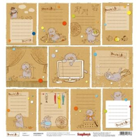 Бумага для скрапбукинга 30,5х30,5 см 180 гр/м односторон Басик, Карточки 1