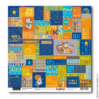 Бумага для скрапбукинга 30,5х30,5 см 180 гр/м односторон Новые приключения басика , Записки путешественника