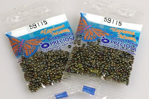 Бисер чешский Preciosa, цв.59115 темно-бронзовый, 10/0, круглый непрозрачный ирис, 5 гр