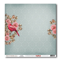 Бумага для скрапбукинга 30,5х30,5 см 180 гр/м двусторон Райские птицы, Птичьи трели