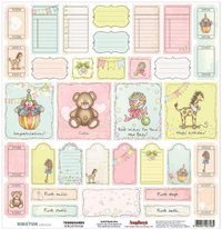 Бумага для скрапбукинга 30,5х30,5 см 180 гр/м односторон Забава, Теги и карточки