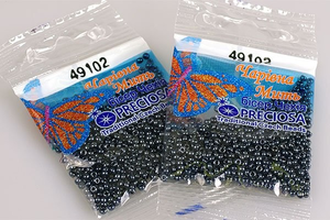 Бисер чешский Preciosa, цв.49102 серый, 10/0, круглый непрозрачный блестящий, 5 гр