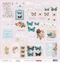 Бумага для скрапбукинга 30,5х30,5 см 180 гр/м односторон Бабочки, Счастье