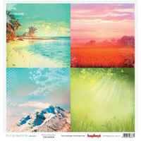 Бумага для скрапбукинга 30,5х30,5 см 180 гр/м двусторон Жизнь прекрасна, Рай на земле