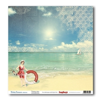 Бумага для скрапбукинга 30,5х30,5 см 180 гр/м двусторон Курортный роман, Прикосновение лета