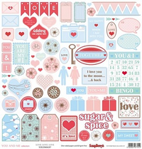 Бумага для скрапбукинга 30,5х30,5 см 180 гр/м двусторон Про любовь, Нежность