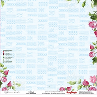 Бумага для скрапбукинга 30,5х30,5 см 180 гр/м двусторон Цветочная вышивка, Канва