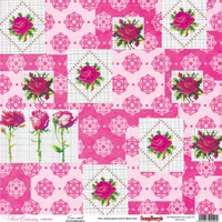 Бумага для скрапбукинга 30,5х30,5 см 180 гр/м двусторон Цветочная вышивка, Вышивка крестом