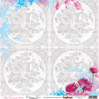 Бумага для скрапбукинга 30,5х30,5 см 180 гр/м двусторон Цветочная вышивка, Схема для вышивания