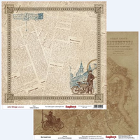 Бумага для скрапбукинга 30,5х30,5 см 180 гр/м двусторон Автовинтаж, Экипаж