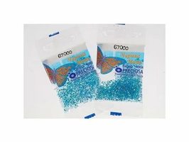 Бисер чешский Preciosa, цв.67000 светло-голубой, 10/0, круглый прозрачный, серебряная линия внутри, 5 гр