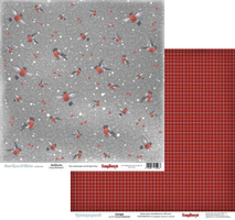 Бумага для скрапбукинга 30,5х30,5 см 180 гр/м двустор Однажды зимой, Снегири