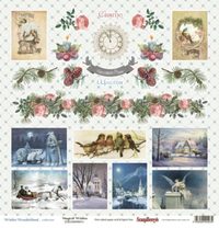 Бумага для скрапбукинга 30,5х30,5 см 180 гр/м одностор Зимняя сказка, Карточки