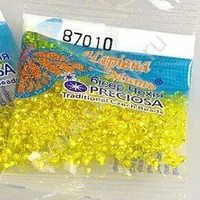 Бисер чешский Preciosa, цв.87010 желтый, 10/0, круглый прозрачный, серебряная линия внутри, 5 гр