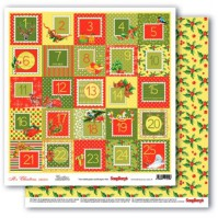 Бумага для скрапбукинга 30,5х30,5 см 180 гр/м двустор Рождественская Омела, календарь