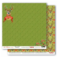 Бумага для скрапбукинга 30,5х30,5 см 180 гр/м двустор Рождественская Омела, Рождественский олень