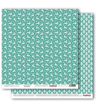 Бумага для скрапбукинга 30,5х30,5 см 180 гр/м двустор Зимние контрасты Звездная ночь, Морозная мята