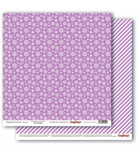 Бумага для скрапбукинга 30,5х30,5 см 180 гр/м двустор Зимние контрасты Звездная ночь, Сиреневые снежинки
