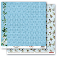 Бумага для скрапбукинга 30,5х30,5 см 180 гр/м двустор Вкус зимы, Омелла и шишки