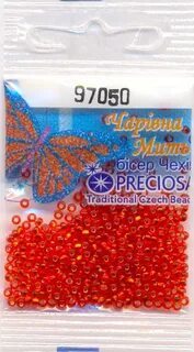 Бисер чешский Preciosa, цв.97050 красный, 10/0, круглый прозрачный, серебряная линия внутри, 5 гр