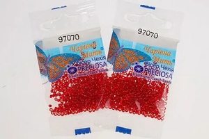 Бисер чешский Preciosa, цв.97070 красный, 10/0, круглый прозрачный, серебряная линия внутри, 5 гр